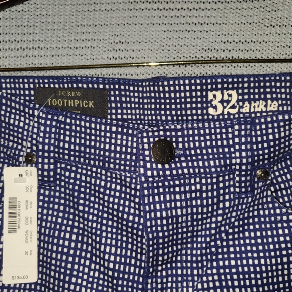 NWT J. Crew Toothpick Jeans, Size 32 ankle - Picture 3 of 8
